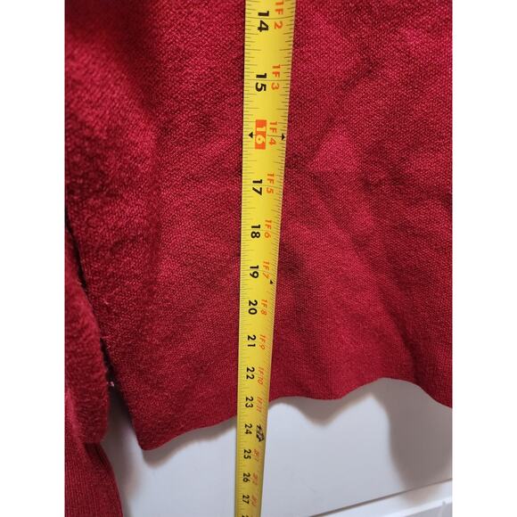 Tahari Sweater Jeweled Sleeved Cranberry Red Womens Small Turtle Neck - Picture 8 of 9